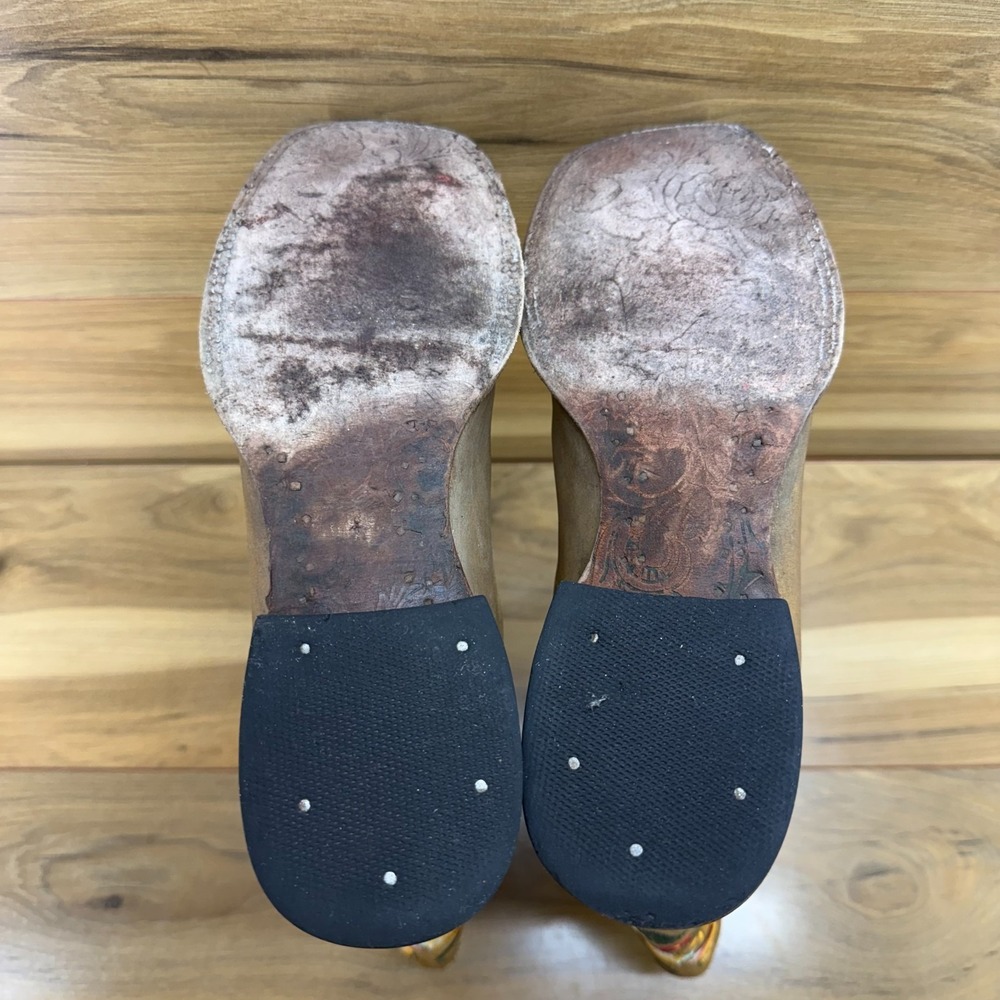 Rock EM Western Boots Floral Bird Embroidered Womens 9 Square Toe Rodeo Brown - Picture 9 of 13